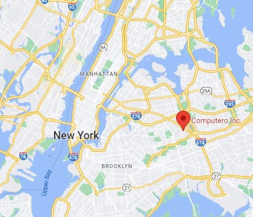 Map of New York City showing Computero's central location