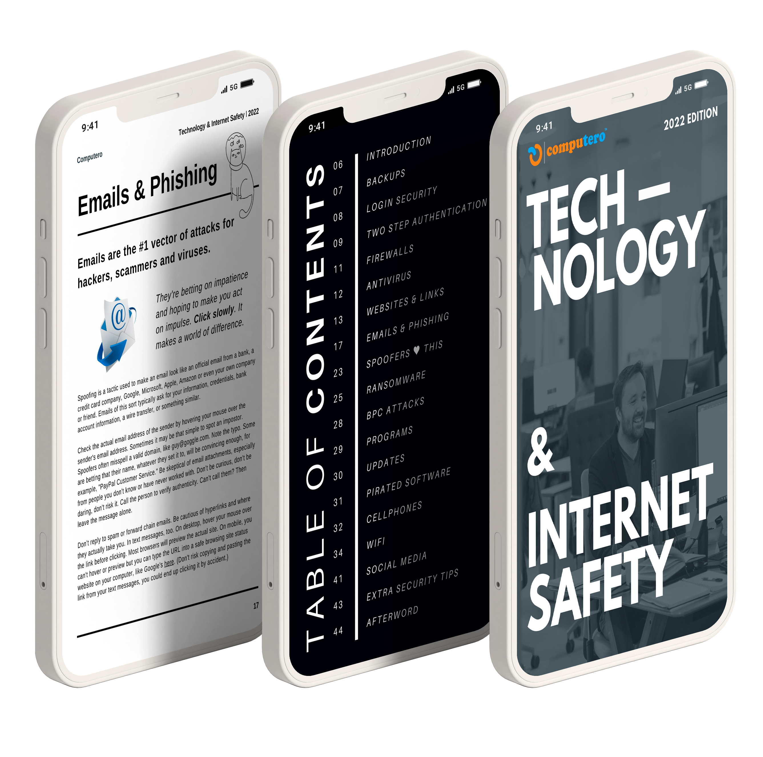 Internet Safety and Technology eBook Displayed on 3 mobile screens