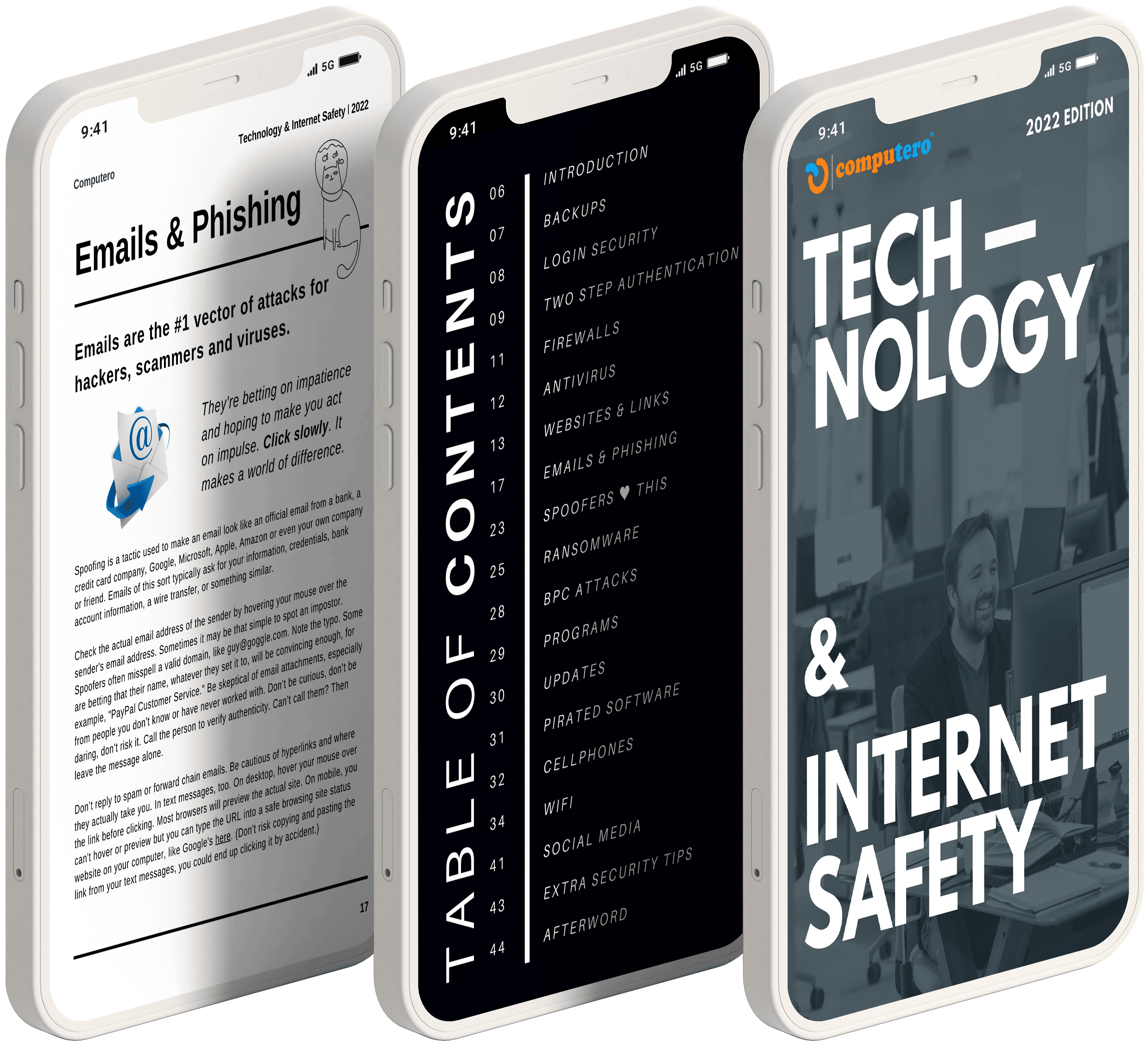 Internet Safety and Technology eBook Displayed on 3 mobile screens