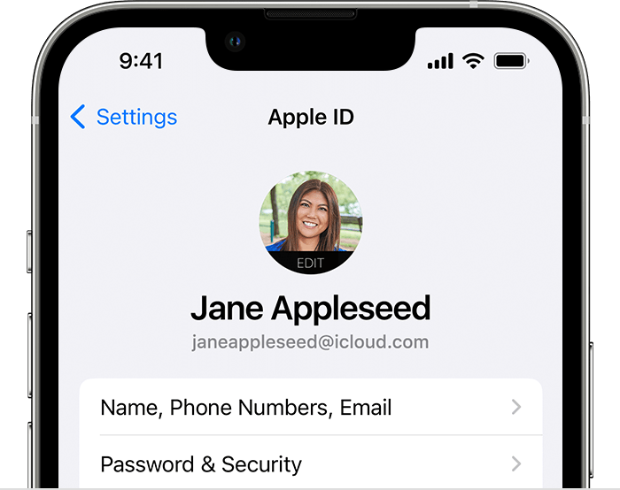 icloud interface on iphone with username and passcode