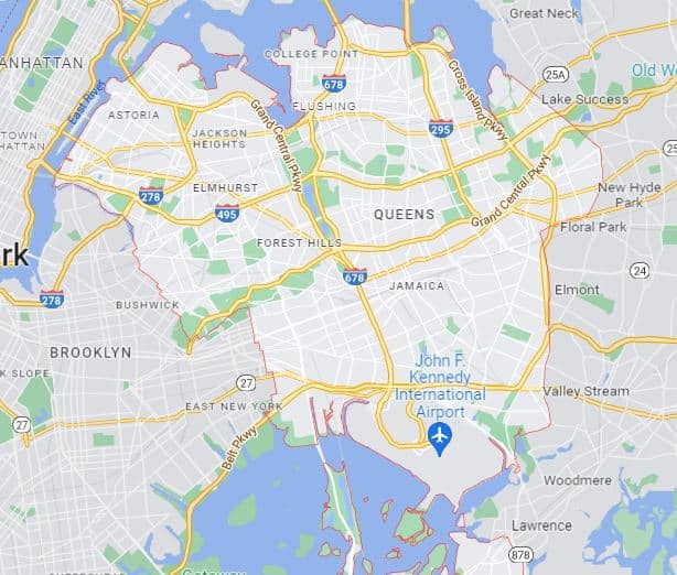 Maps of Queens showing proximity to Computero's office