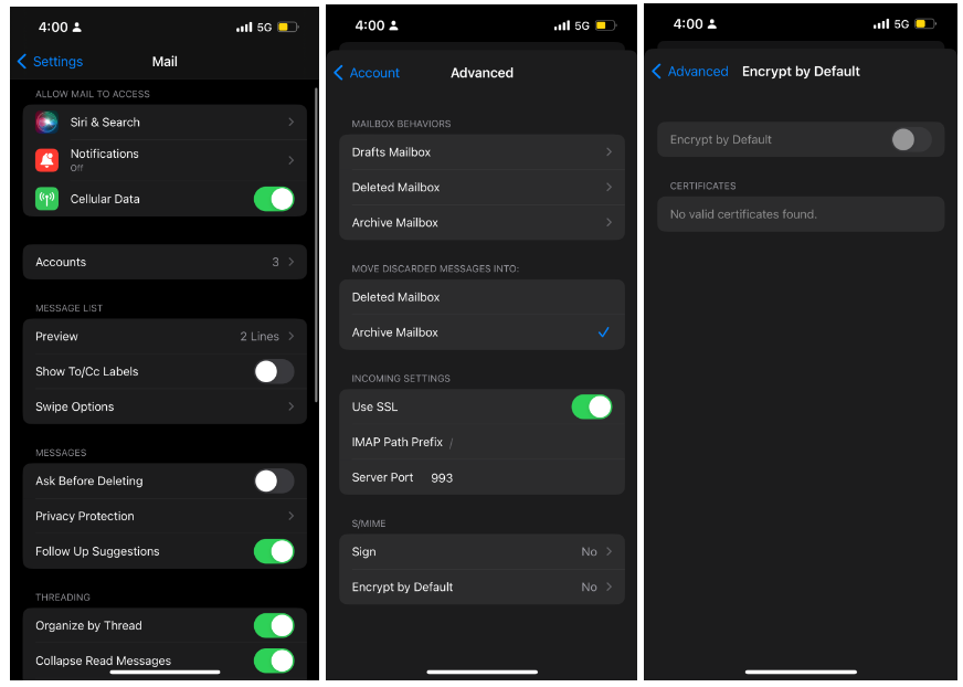 how to send secure email, how to encrypt in ios devices